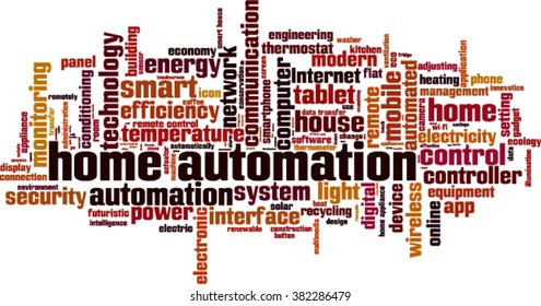 Home automation word cloud concept. Vector illustration