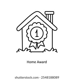 Home Award Vector Outline icon style illustration. EPS 10 file