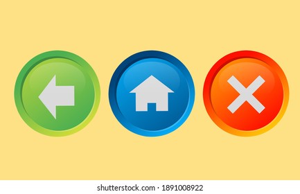 home, back, close multicolor icon button. 3d circle colorful design element. editable vector