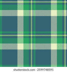 Home background texture pattern, club textile vector tartan. Female seamless check plaid fabric in cyan and green colors palette.