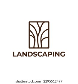 Home backyard landscaping farm vector logo design