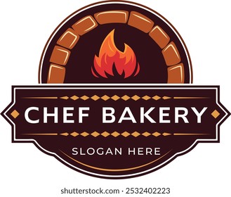 Home bakery oven. Brick stone firewood stove for baking bread, cooking italian pizza cheese on fire wood, creative logo restaurant furnace baker