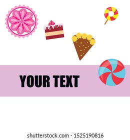 Home bakery vector illustration of birthday cake, capcake and sweets . Design idea for poster, cards and advertisment