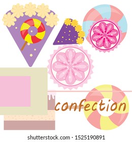 Home bakery vector illustration of birthday cake, capcake and sweets . Design idea for poster, cards and advertisment