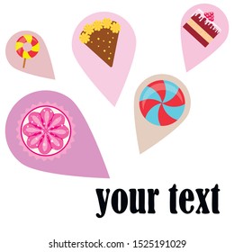 Home bakery vector illustration of birthday cake, capcake and sweets . Design idea for poster, cards and advertisment