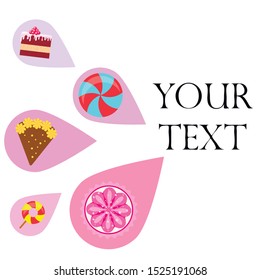Home bakery vector illustration of birthday cake, capcake and sweets . Design idea for poster, cards and advertisment