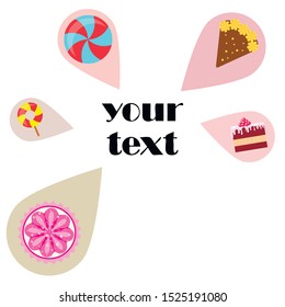 Home bakery vector illustration of birthday cake, capcake and sweets . Design idea for poster, cards and advertisment