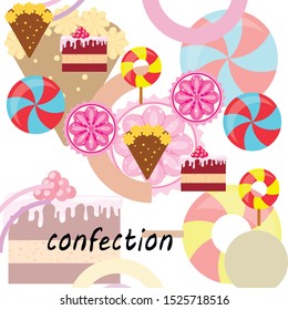 Home bakery vector illustration of birthday cake, capcake and sweets . Design idea for poster, cards and advertisment.