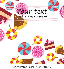 Home bakery vector illustration of birthday cake, capcake and sweets . Design idea for poster, cards and advertisment.