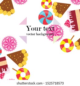 Home bakery vector illustration of birthday cake, capcake and sweets . Design idea for poster, cards and advertisment.