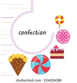 Home bakery vector illustration of birthday cake, capcake and sweets . Design idea for poster, cards and advertisment