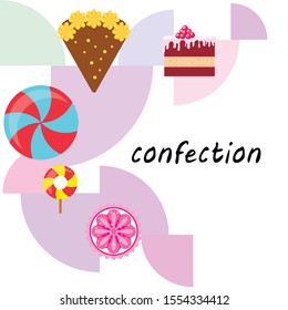 Home bakery vector illustration of birthday cake, capcake and sweets . Design idea for poster, cards and advertisment