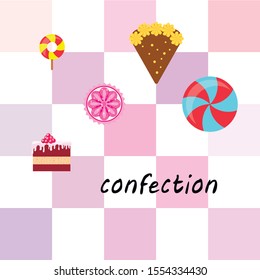 Home bakery vector illustration of birthday cake, capcake and sweets . Design idea for poster, cards and advertisment