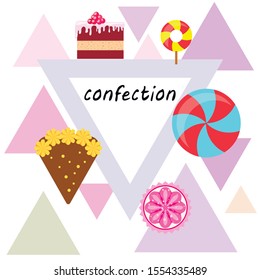 Home bakery vector illustration of birthday cake, capcake and sweets . Design idea for poster, cards and advertisment