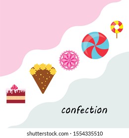 Home bakery vector illustration of birthday cake, capcake and sweets . Design idea for poster, cards and advertisment