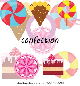 Home bakery vector illustration of birthday cake, capcake and sweets . Design idea for poster, cards and advertisment
