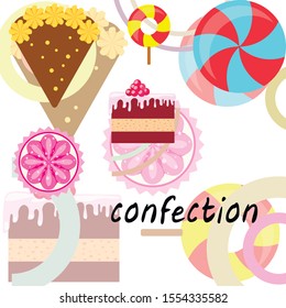 Home bakery vector illustration of birthday cake, capcake and sweets . Design idea for poster, cards and advertisment