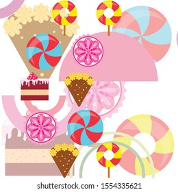Home bakery vector illustration of birthday cake, capcake and sweets . Design idea for poster, cards and advertisment