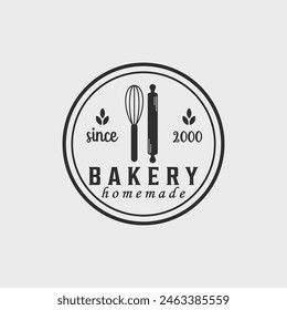 home bakery vintage logo simple minimalist vector illustration template icon graphic design