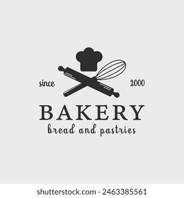 home bakery vintage logo simple minimalist vector illustration template icon graphic design