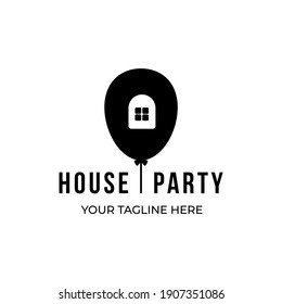 Home and balloon. House Party logo design. Real estate Building logo for company and website
