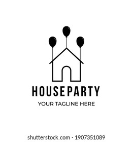 Home and balloon. House Party logo design. Real estate Building logo for company and website