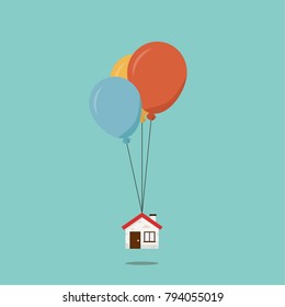 Home balloon vector. free space for text. wallpaper. background. 