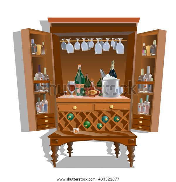 Home Bar Cabinet Vector Stock Vector Royalty Free 433521877