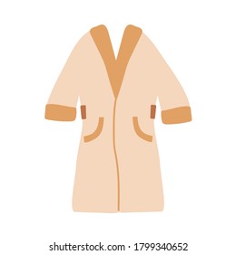 home bathrobe. Cozy light soft clothes for relaxation. Delicate beige colors. Vector cartoon illustration
