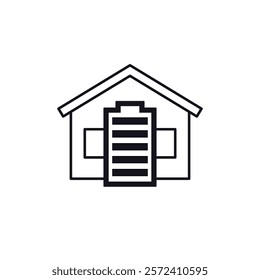 home battery, backup system icon with house