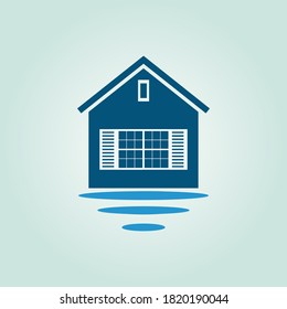 Plantilla de diseño del logotipo de la playa residencial y del vector del lago