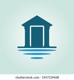 Home beach and the lake vector logo design template