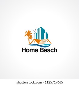 home beach logo vector, icon, element, and template