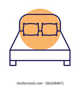 Home bed line style icon design, Bedroom room sleep relaxation rest hotel relax comfort and apartment theme Vector illustration
