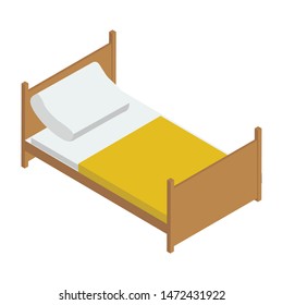 Home bed vector in isometric design 