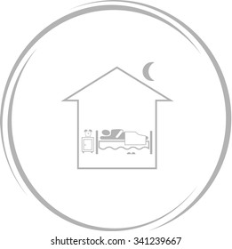 home bedroom. Internet button. Vector icon.