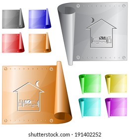 Home bedroom. Vector metal surface.