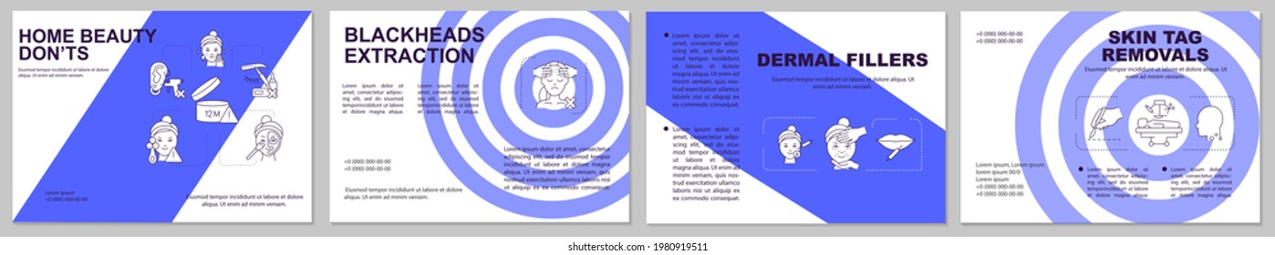 Home beeauty treatments brochure template. Flyer, booklet, leaflet print, cover design with linear icons. Skin tag removals. Vector layouts for magazines, annual reports, advertising posters