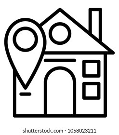 A home with big map pointer presenting the concept of property search 