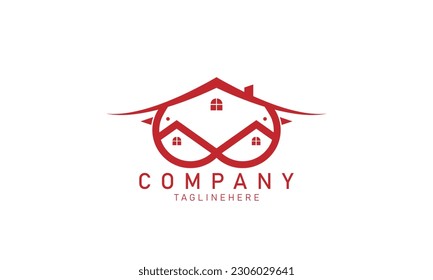 Home bird logo design vector House on the beach with coconut trees and birds over the sea waves
