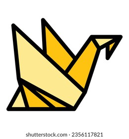 Home bird origami icon outline vector. Paper polygon. Japan art color flat