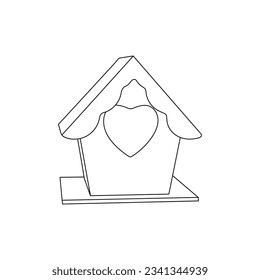 Home Bird simple line art design template, vector symbol, sign, outline illustration.