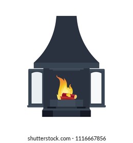 Home black fireplace to paste in the interior of the house for computer games. Vector illustration isolated on white background eps10
