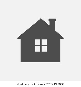 Home black icon. House symbol. Small house, simple pictogram. Sign glyph home. Black silhouette for web and applications. Vector illustration flat design. Isolated on white background.   