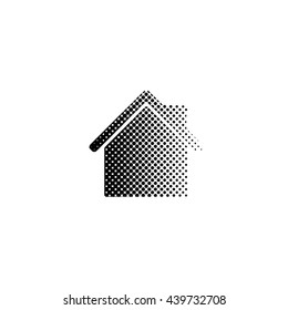 Home - black vector icon;  halftone illustration