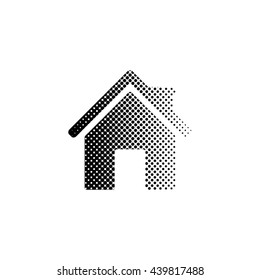 Home - black vector icon;  halftone illustration