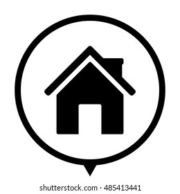 Home - black vector  icon; map pointer