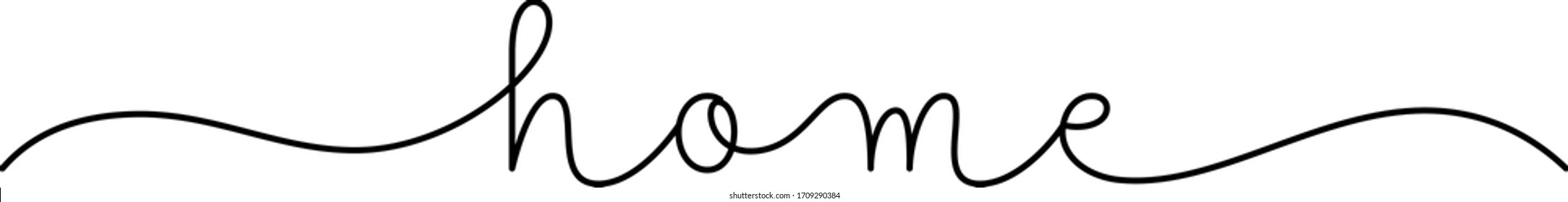 HOME black vector monoline calligraphy banner with swashes