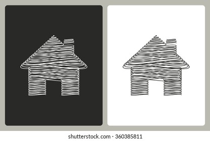 Home   -  black and white icons. Vector illustration.