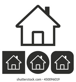Home - black and white icons. Vector illustration.
